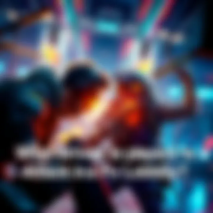 A gamer engages in combat against another player in a vibrant PvP lobby, showcasing their weapons and tactics.