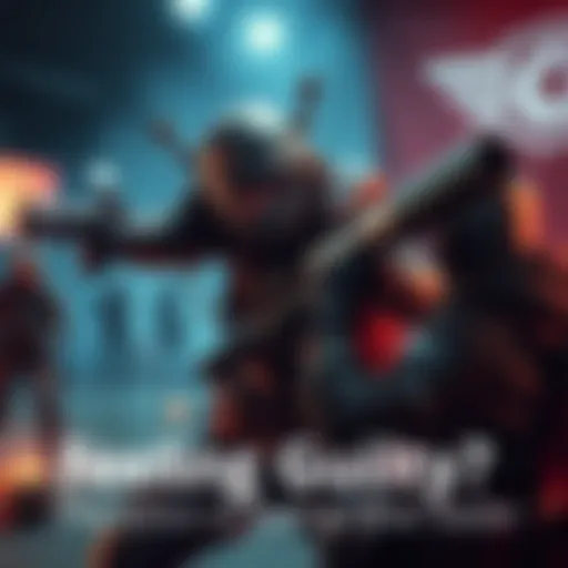 A gamer in a virtual world attacking another player with weapons drawn, showing mixed emotions of guilt and competition.