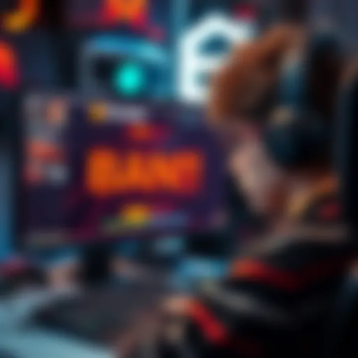 A gamer looks frustrated while checking the ban message on a computer screen for ARC Raiders, with gaming gear in the background.