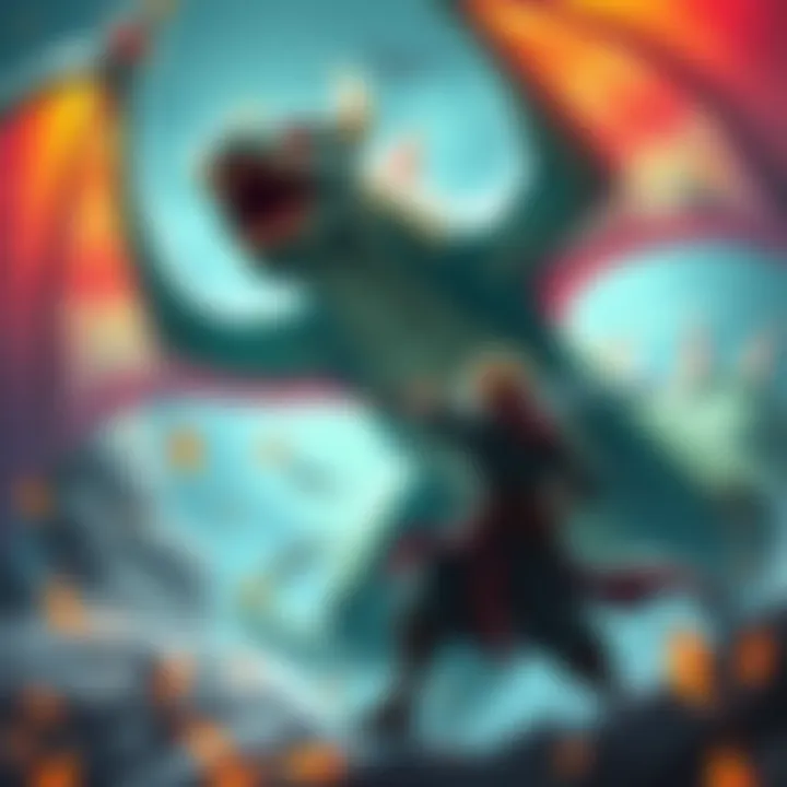 A player fighting the dragon Alatreon with their weapon raised, showcasing intense action in a fantasy setting.