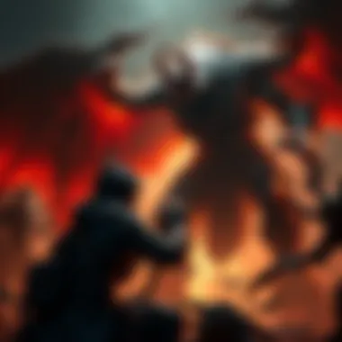 A gamer intensely focused on a character fighting a large, menacing boss in a shadowy realm