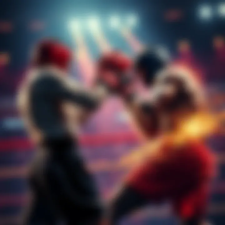 A player engaged in an intense battle with a limited-move boxer, showcasing dodging moves and striking techniques.