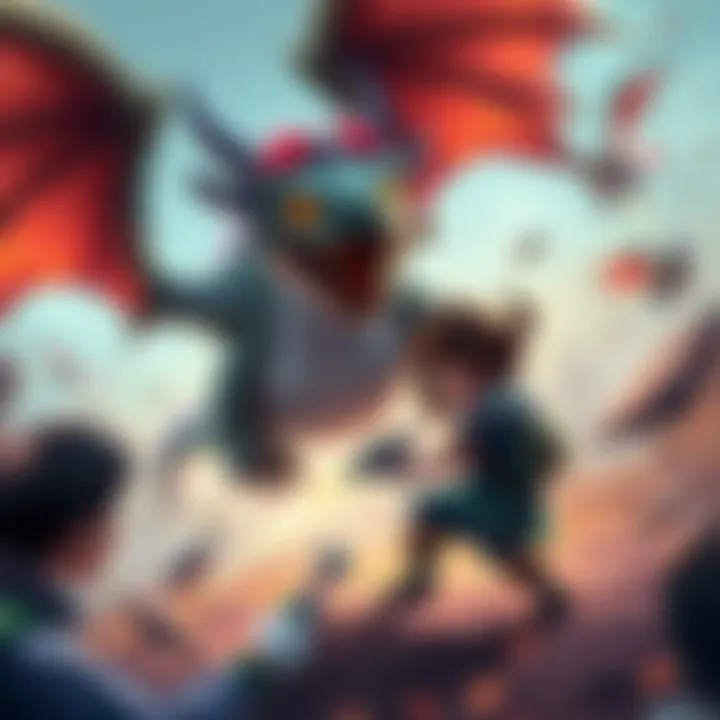 Player battling dragon in Tiny Tina's Assault A gamer engaged in a fierce battle against a dragon in Tiny Tina's Assault, showing intense action and colorful graphics