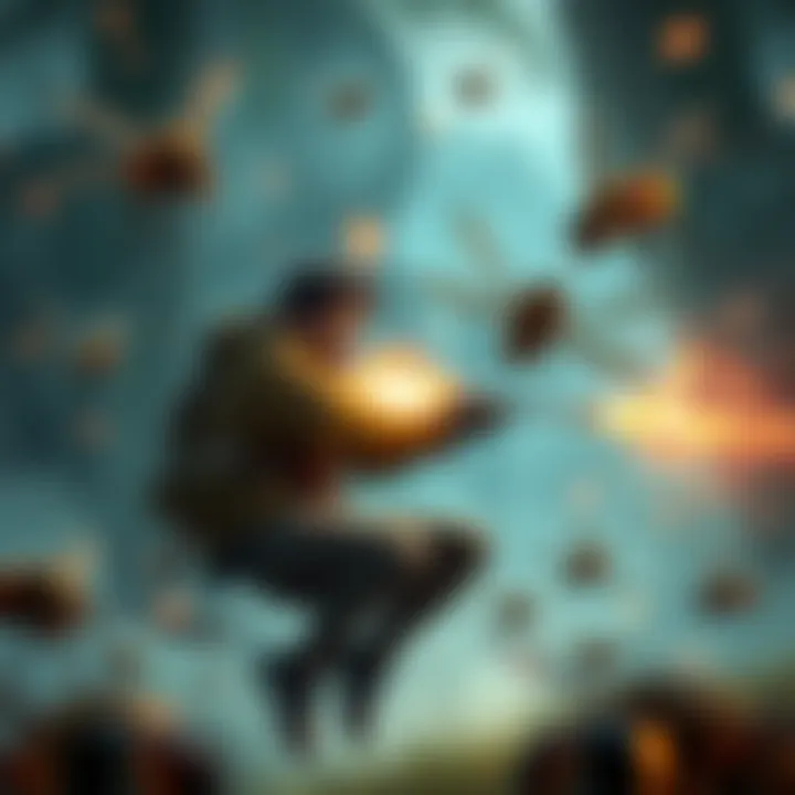 A player fights against fireflies, hornets, and bombadiers in Raiders Refuge, showcasing their skills in a thrilling encounter.