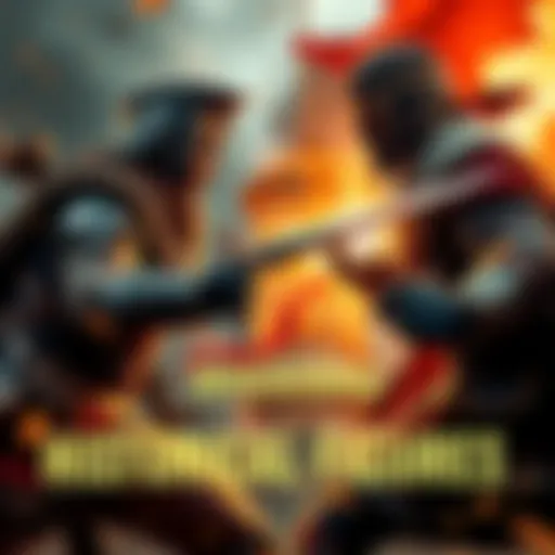 A gamer fights a historical warrior in a detailed video game setting, with action-packed combat and historical elements.