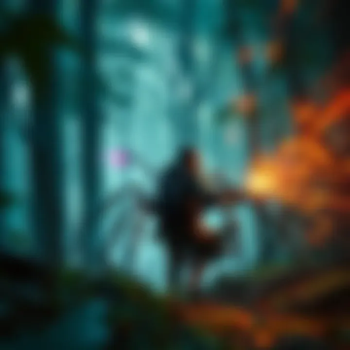 Player battling Jackdaw spiders in forest A player character engaged in combat with Jackdaw spiders in a dense forest setting, showcasing action and spells being cast.