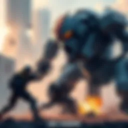 A gamer engaged in combat with a large robot, showcasing survival tactics in Arc Raiders