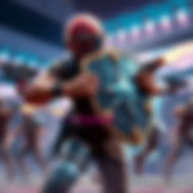 Player blocking attacks in tournament A player holding a shield and blocking attacks from bots during a tournament, showcasing a defensive strategy for earning weapon XP.