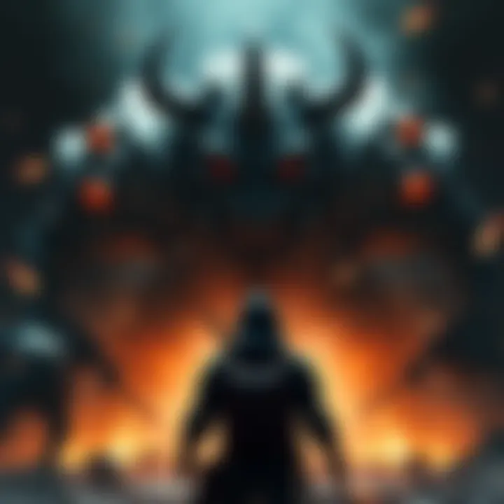 A player struggling against a large, armored boss in a dark game environment, showing determination and frustration.