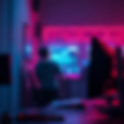 A gamer stepping away from their computer with a thoughtful expression, highlighting the trend of taking breaks in gaming.