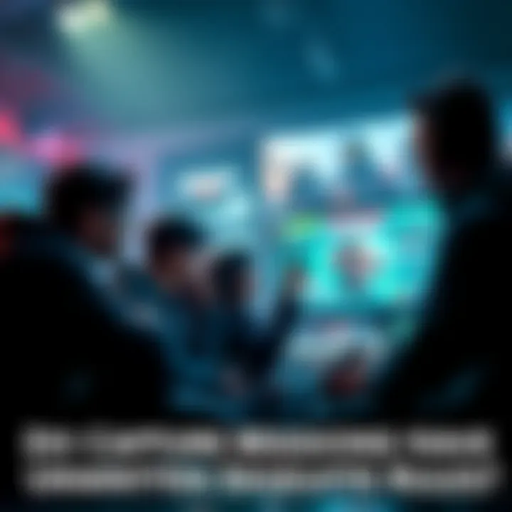 A group of gamers gathered around a screen, debating tactics for capture missions in a game.