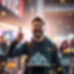 A gamer joyfully celebrating their achievement of reaching Platinum rank while in Silver 4, with a thumbs up and a bright smile.