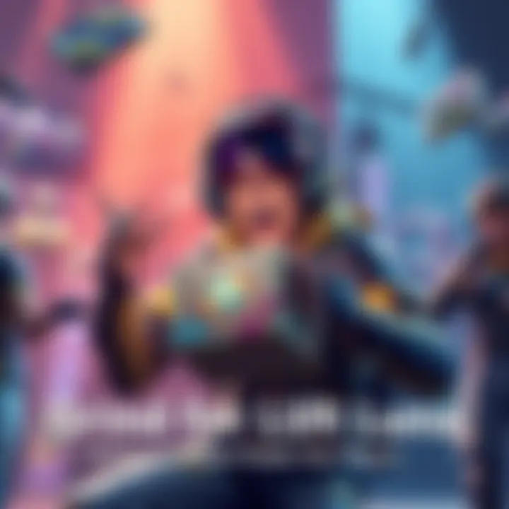A player joyfully celebrating their success after finally receiving a coveted loot box reward in a video game, surrounded by colorful graphics representing their gaming journey.