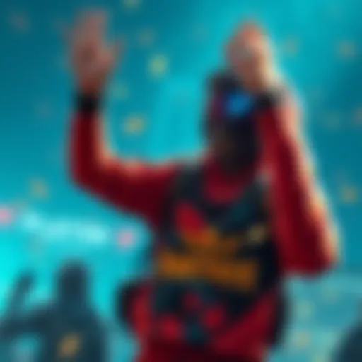 Happy gamer celebrating after obtaining a desired virtual skin, expressing gratitude towards a fellow player