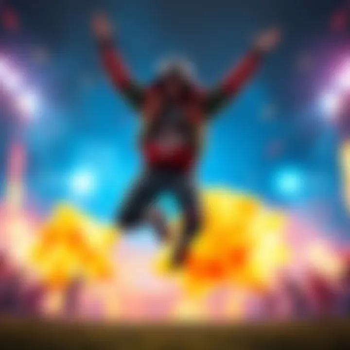 A gamer jumping in celebration after achieving a quick 1v3 win in a competitive match