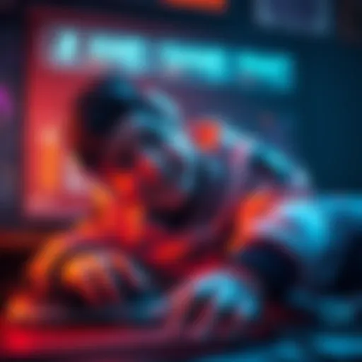 A player character collapses in shock at the start of a game, with a confused expression on their face, surrounded by a gaming interface.