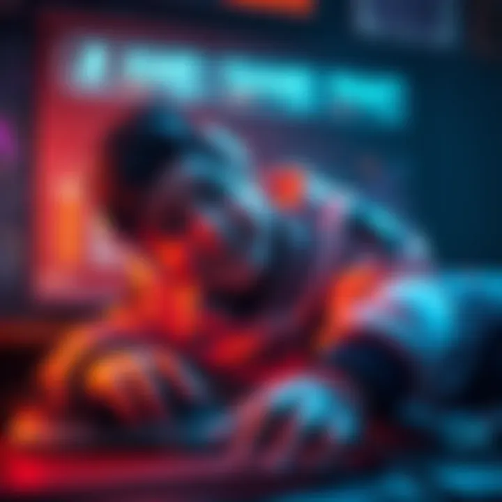 A player character collapses in shock at the start of a game, with a confused expression on their face, surrounded by a gaming interface.