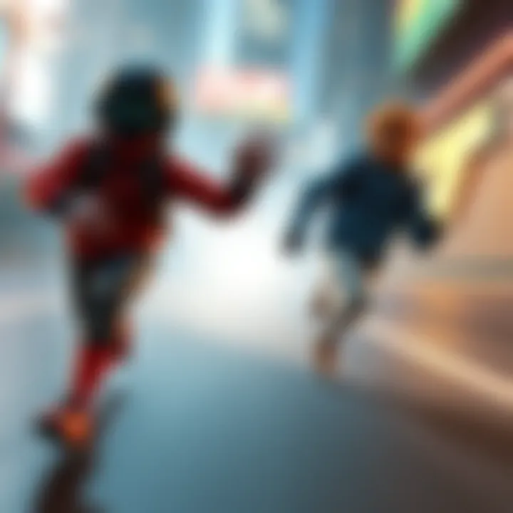 A player runs after a character, raising doubts about possible cheating due to speed differences in a gaming chase