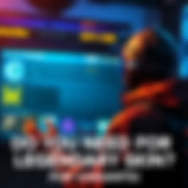 A gamer selecting a legendary skin variant in a video game interface, with options displayed on screen.