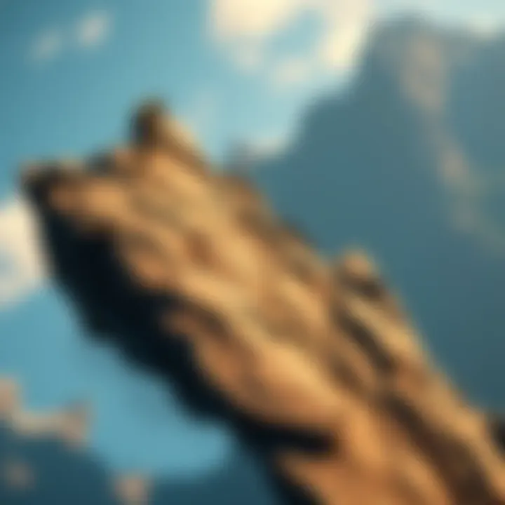 A game character scaling a steep cliff to reach a high vantage point