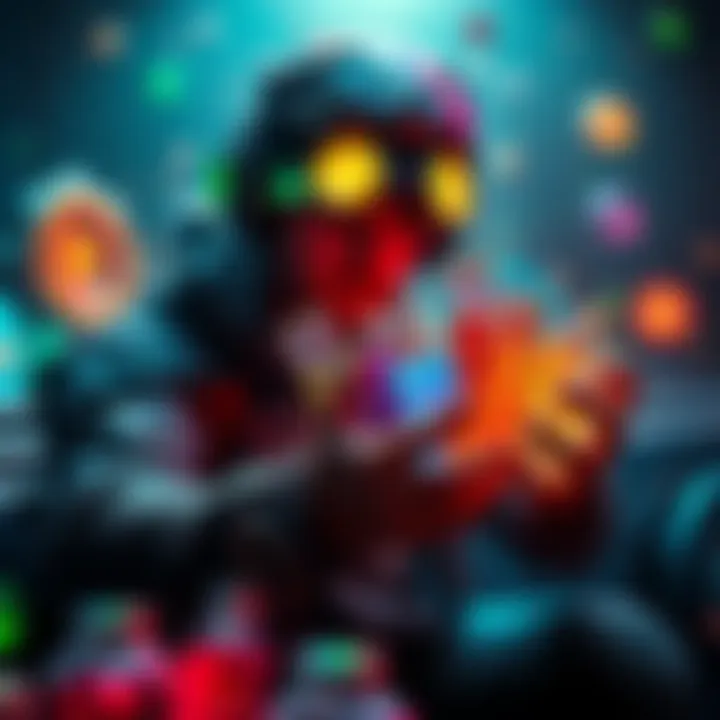 Player collecting catalysts in gley A gamer engages with the game, holding various colorful catalysts in the environment of gley, questioning the accumulation of different types of catalysts.