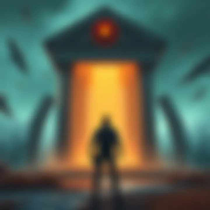 Player confronting a walking mausoleum A frustrated player stands ready to fight a large, menacing walking mausoleum that generates loud noises in the game.