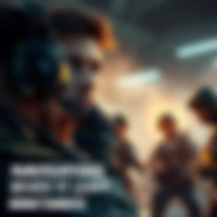 Gamer looking torn between helping a downed teammate or leaving the area, with teammates in a game setting around them