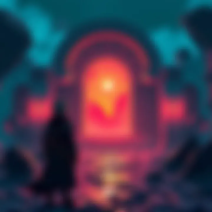 A player character stands in front of a mysterious portal, considering their choices for the umbral ending in a fantasy setting