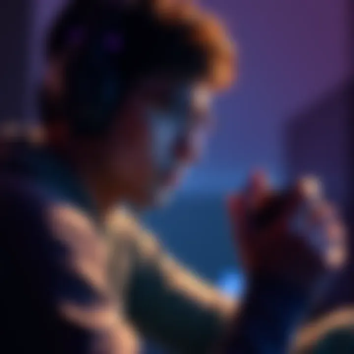A video game player looking thoughtful and worried after receiving criticism for their victory, with a game controller in hand.