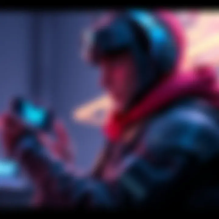 Player Customizing Game Charms A player customizing stickers and charms on their game character, showcasing vibrant designs and personalization options.