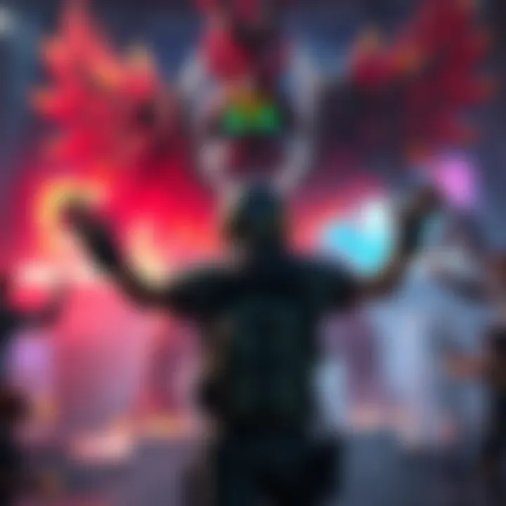 A gaming scene showing a player celebrating victory after defeating Caiatl, with bright graphics and action elements in the background.