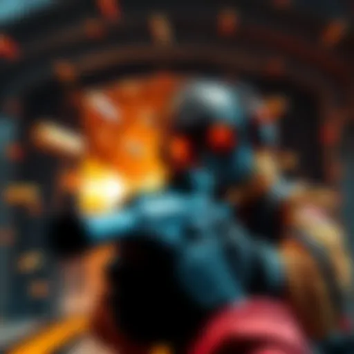 A gamer skillfully avoiding incoming fire in a first-person shooter game, showcasing quick movements and strategic positioning.