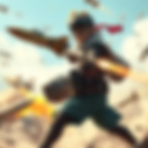 A character skillfully dodging missiles while preparing a counterattack against missile-launching foes.