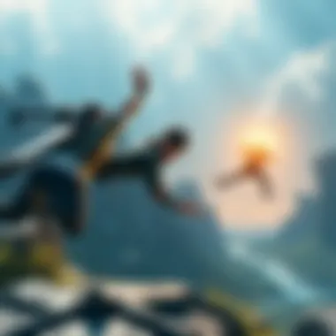 A character in a game trying to execute a double jump to reach a blueprint, showing frustration