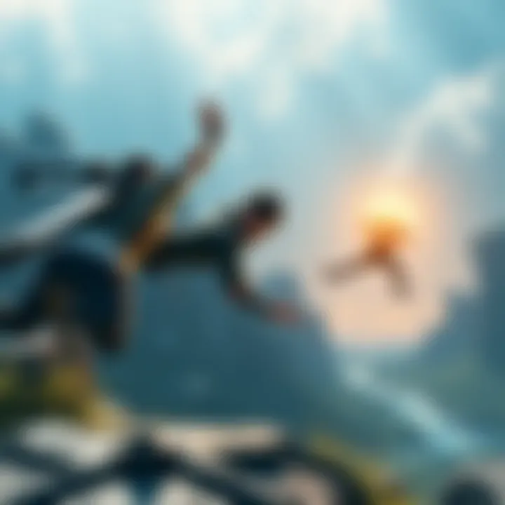 A character in a game trying to execute a double jump to reach a blueprint, showing frustration