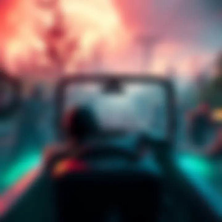 A player driving a vehicle through a zombie-infested area in Black Ops 7's TranZit mode.