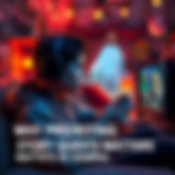 A gamer focused on completing a main story quest in a fantasy game, sitting in a cozy gaming setup with a controller in hand.