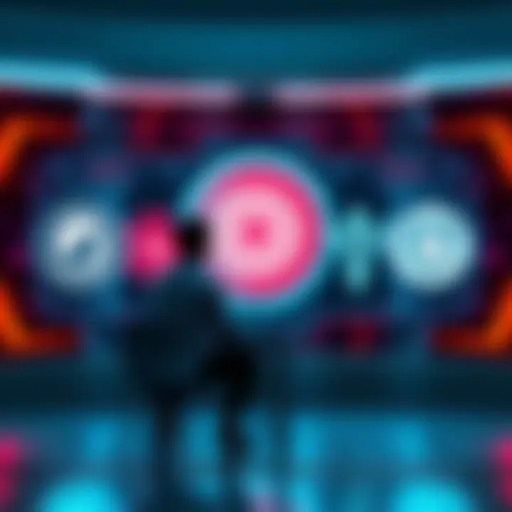 A player strategizing in front of a holographic display featuring four syndicate emblems representing Perrin Sequence, New Loka, Red Veil, and Steel Meridian.