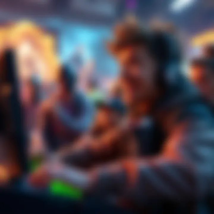 Player Enjoying Game A player is engaged in an exciting video game, surrounded by vibrant graphics and detailed characters, showcasing the immersive experience of the game series.