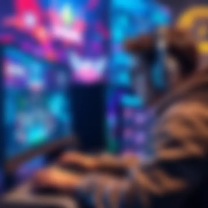 A gamer focused on a computer screen, experiencing the latest game expansion with engaging visuals and gameplay mechanics