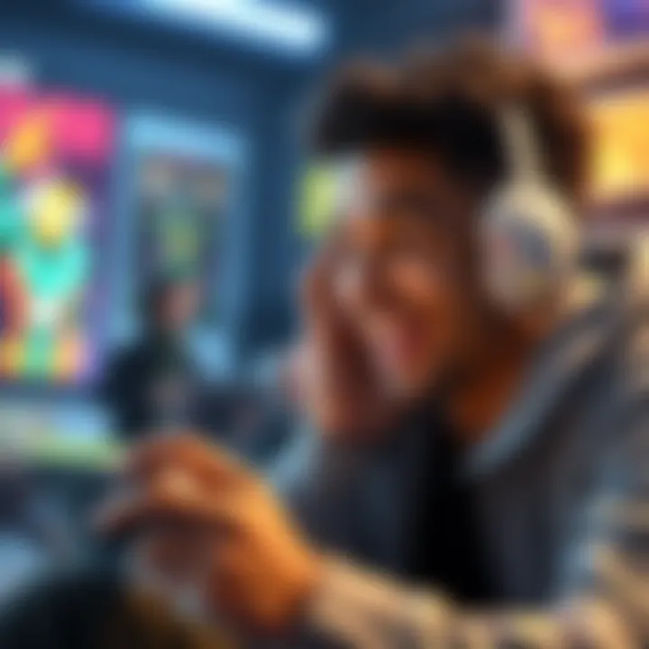 A player smiling as they play Marvel Snap on a gaming device, showing excitement and engagement with the game mechanics