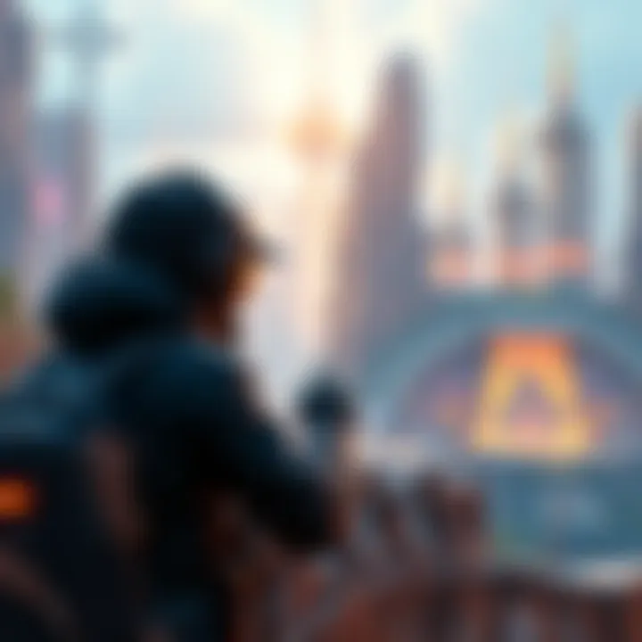 A gamer searching for hidden secrets in a colorful game environment, focused on gameplay and exploration