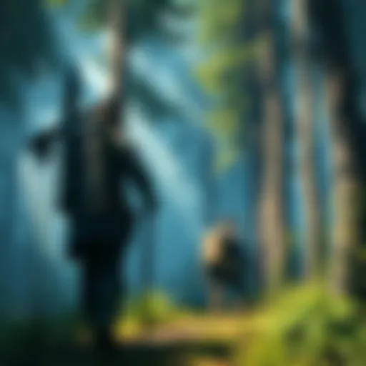 A character in Outward navigating a dense forest with survival gear, showcasing the game's immersive RPG mechanics