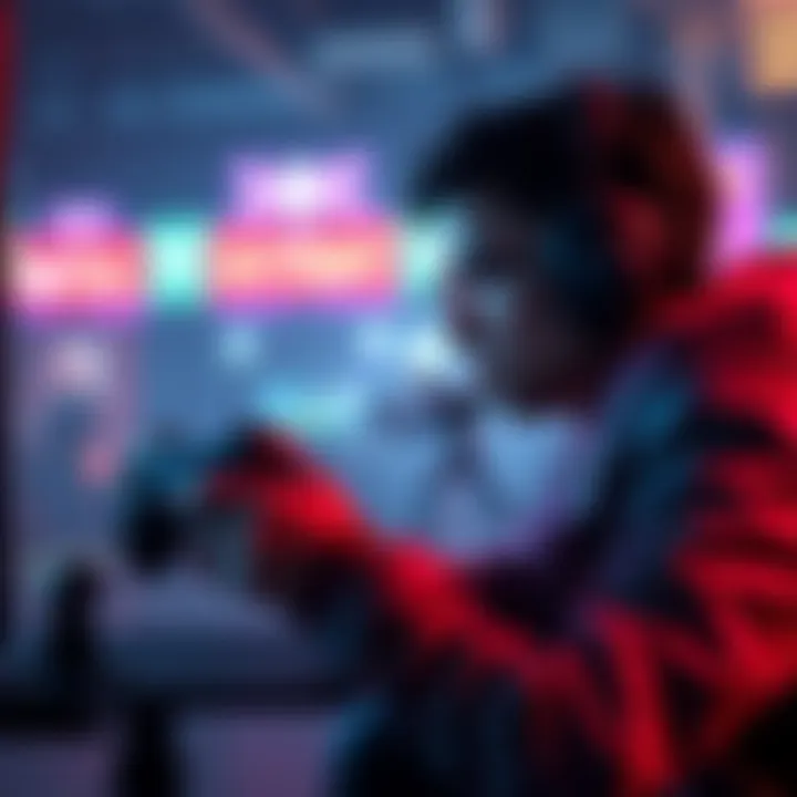 A gamer focused on the screen while playing an extraction style game, showing concentration and tension during gameplay.