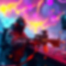 Gamer intensely farming for the Deep Nebula weapons skin in a game world with vibrant visuals and action elements