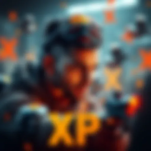 A player in an online game focused on farming XP quickly with a determined look on their face, surrounded by various in-game elements representing XP boosts