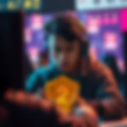 A gamer looking frustrated while playing a competitive game, surrounded by ranking symbols and a Bronze 2 badge on the screen.