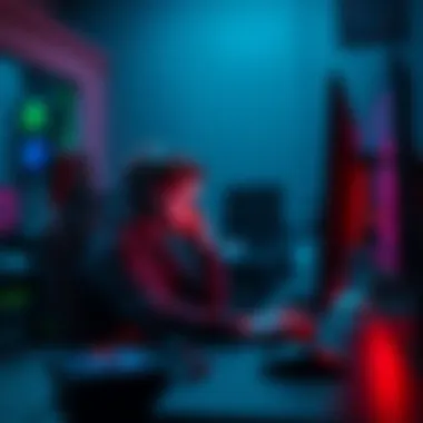 A player sitting at a gaming setup looking frustrated and disengaged, with a dimly lit room around them.