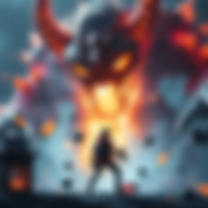 A gamer engaged in a tense battle against a large, intimidating final boss, surrounded by glowing energy and effects, showing signs of exhaustion but determination