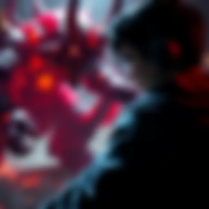 Player confronting final boss in video game A gamer focuses on a challenging final boss in a video game, trying to avoid a difficult combo attack while managing health, showcasing a tense battle scene.